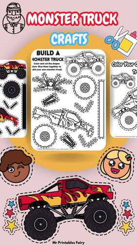 Build Your Own Monster Truck Cut and Paste Craft with Template and ...