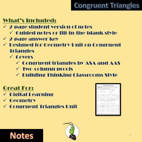 Triangles Congruent ASA AAS Geometry Guided Notes Congruent Triangles Unit