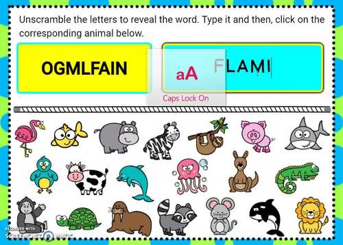 Word Scramble Animals Boom Cards™ Distance Learning Spelling