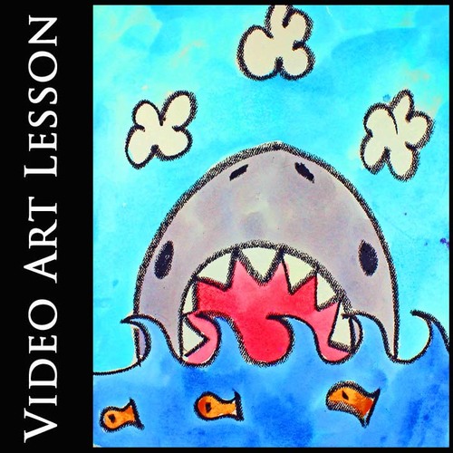 Preview of SHARK WEEK Video Art Project | Drawing & Watercolor SUMMER Painting Lesson