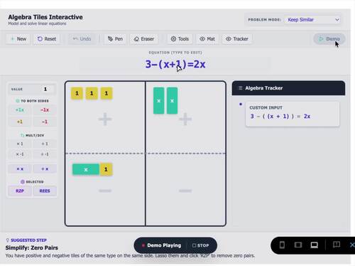 Interactive Algebra Tiles | Digital Math Manipulatives Workspace