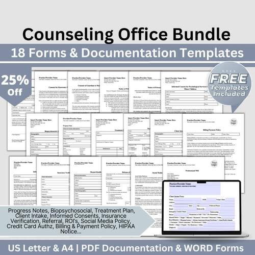 Clinical Documentation & Policy Forms Bundle, Therapy Forms for Private ...