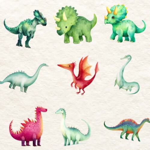 Watercolor Dinosaur Clipart Bundle, Cute Dino PNG by AmsolBooks | TPT