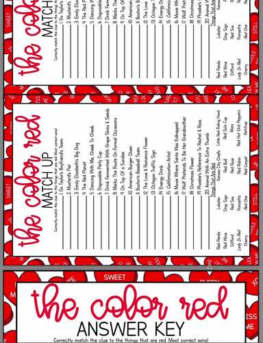 Valentine's Party The Color Red Game Class Valentine's Activity Game