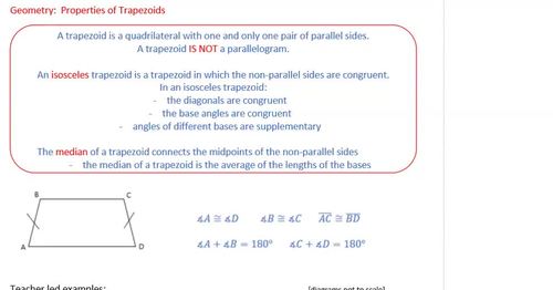 Preview of Quadrilaterals 5 - The Properties of a Trapezoid (lesson video)
