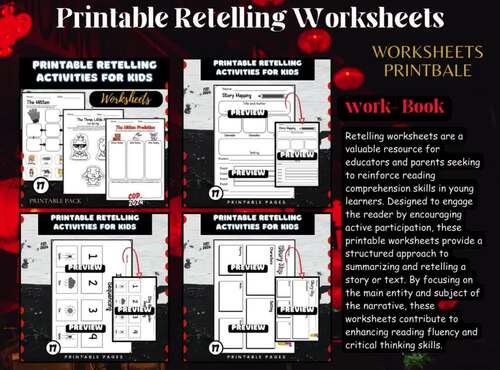 Printable Retelling with picture Worksheets activities by English For Kids ABC