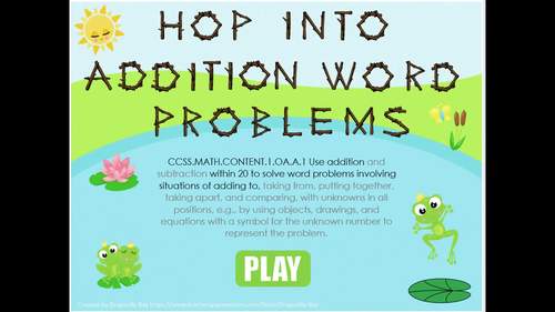Hop Into Addition Word Problems PowerPoint & Google Digital Games