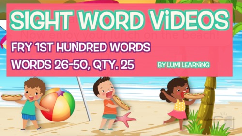 Preview of Fry 1st 100, Sight Word Videos #26-50: Teach Spelling, Meaning, Usage, & More