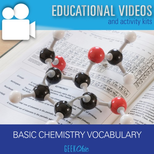 Preview of Physical Science Basic Chemistry Vocabulary Video, PPT, & Digital Task Cards