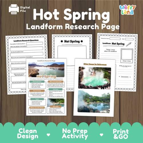 Hot Spring Landform Research Project | Earth Science Worksheet and ...