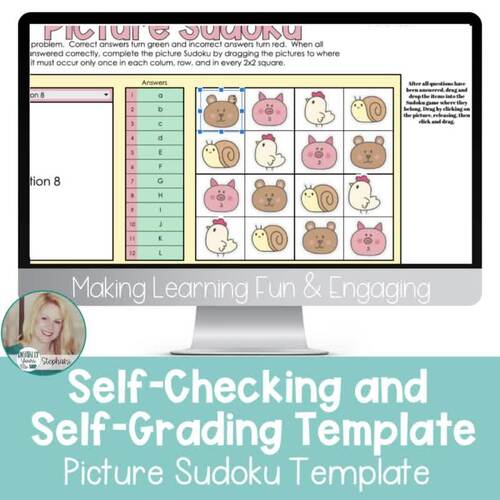 Editable Self-Checking Task Card Template Picture Sudoku Commercial Use ...