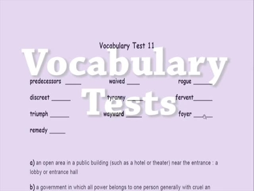 Preview of Key Vocabulary Test Strategy