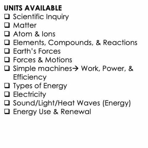 Matter Outline Notes, Matter Bullet Notes, Physical Science Bullet Notes