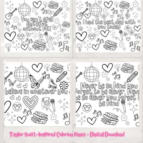 Taylor Swift-Inspired Coloring Pages