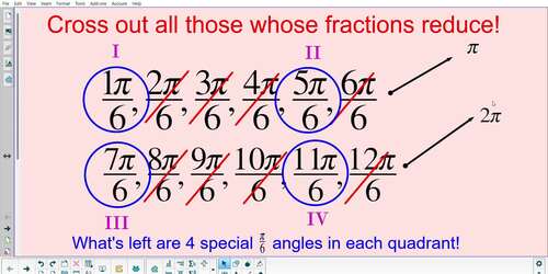 Preview of Easy way to remember and locate special trig angles (RADIANS) on the unit circle