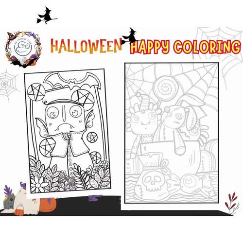 Halloween happy coloring by AB-Trimook Club | TPT