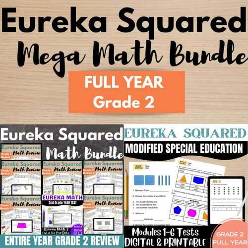 FULL YEAR {Eureka} SQUARED Math Grade 2 Review & Modified Tests Back to ...