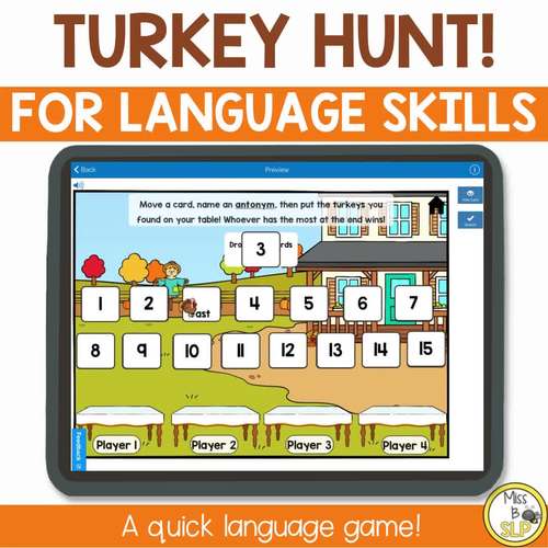Thanksgiving Quick Vocabulary & Grammar Games - Digital Boom Cards