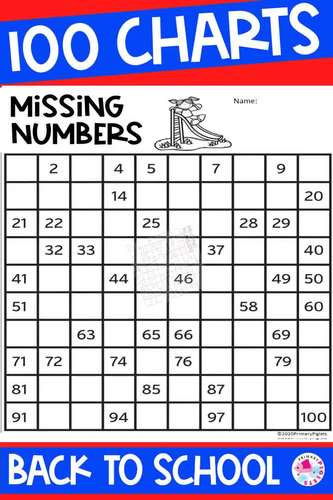 100s CHARTS WORKSHEETS - BLANK, FILL IN, MISSING NUMBERS - BACK TO SCHOOL
