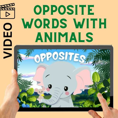 Preview of Opposite Words - With Animals for Kindergarten and Young Children