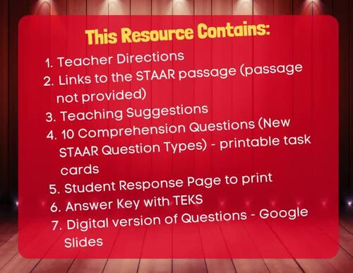 5th Gr.-Reading Comprehension- Poetry- STAAR New Question Types- Set #4