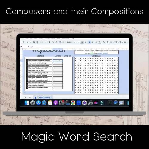 Music Word Search, Magic Word Search, Music Substitute Activities, Word ...