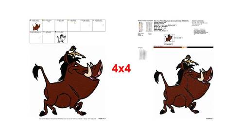 Timon and Pumbaa running Lion King embroidery designs - Instant Download