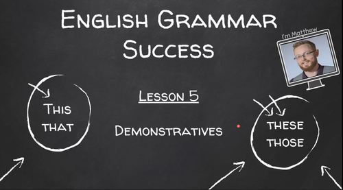 Preview of ESL Grammar Video Guide + Worksheet | Demonstratives | Google Slide