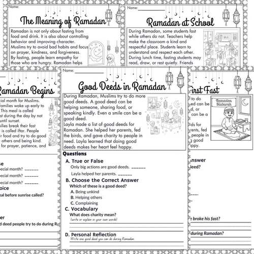 Ramadan Reading Comprehension Passages & Questions | Grades 2–5 ...