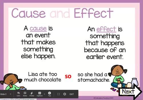 Cause and Effect Digital Task Cards GOOGLE SLIDES | Sentence | Distance ...