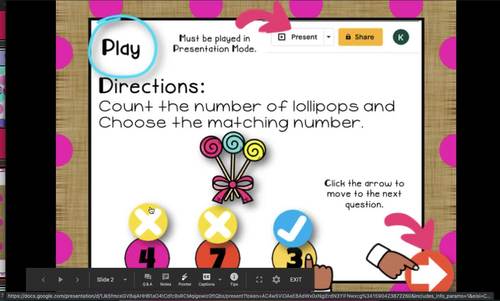 Counting Activity for GOOGLE CLASSROOM Pre-k Math Activity Distance ...
