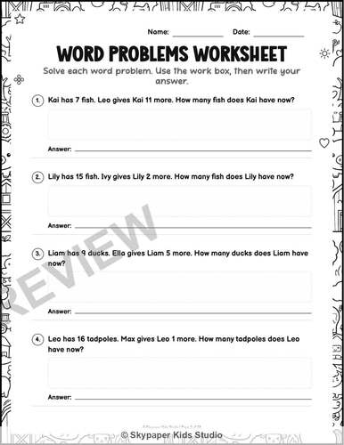 Pond Animals Word Problems Addition | Grades 2-3 by Skypaper Kids Studio