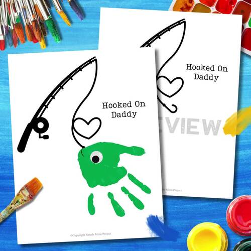 Hooked on Daddy Handprint Printable Craft for Dad by Simple Mom Project