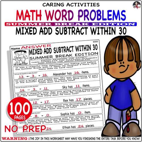 Math word problems addition and subtraction within 30 Focus - Summer ...