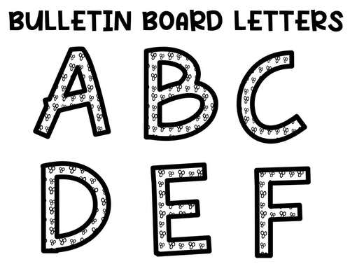 Bulletin Board Letters, Black and White Large alphabet Letters Wall Display