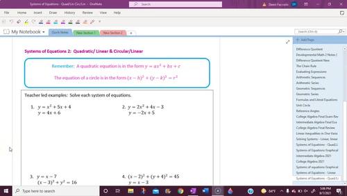 Preview of Systems of Equations - Quadratic/Linear, Circular/Linear (lesson video)