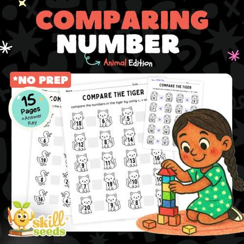 Comparing Numbers Worksheets | Animal Edition | Use  Signs | & Answer Key