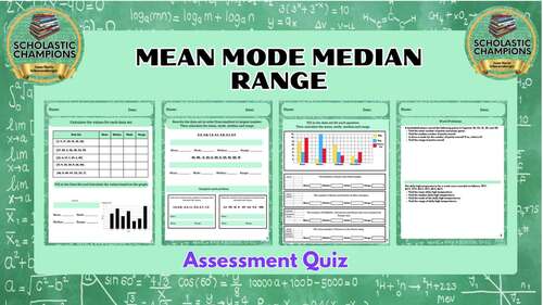 MEAN MEDIAN MODE RANGE* Assessment Quiz Test * Middle School Math Pre ...
