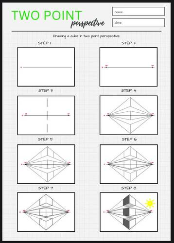 Two Point Perspective Cube, 3D Name, Street Scene & Interior Room by ...