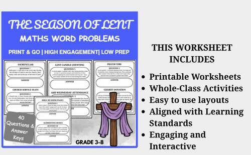Lent & Easter Math Activities | 40 Story Problems | Grades 3–8