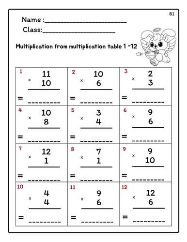 Multiplication question from multiplication table 1 -12 ! fun and easy ...