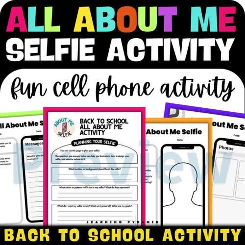 All About Me Selfie Cell Phone Activity Back to School First Day of ...