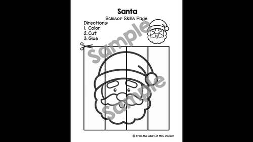 Santa Scissor Skill Cutting Practice - 2 Variations by From the Cubby