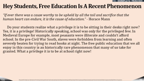 Preview of COMPLETE TEACHER Lesson 94 - Hey Students, Free Education Is A Recent Phenomenon