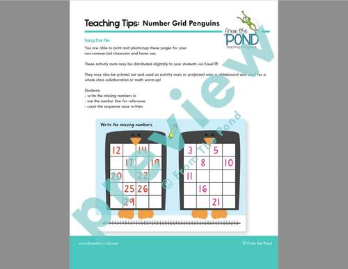 Number Grid Activity Mats | Fun Counting to 50 with Penguins by From ...