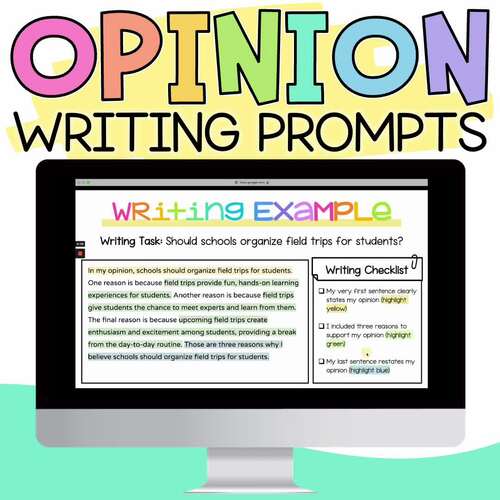 School Themed Opinion Writing Prompts by The Classroom Corner | TPT