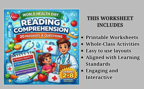 World Health Day Reading Comprehension Passages & Questions Grades 2–8