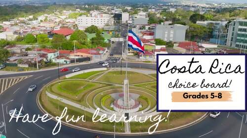 Costa Rica Country Study Choice Board | 5th–8th Grade Geography Research Project