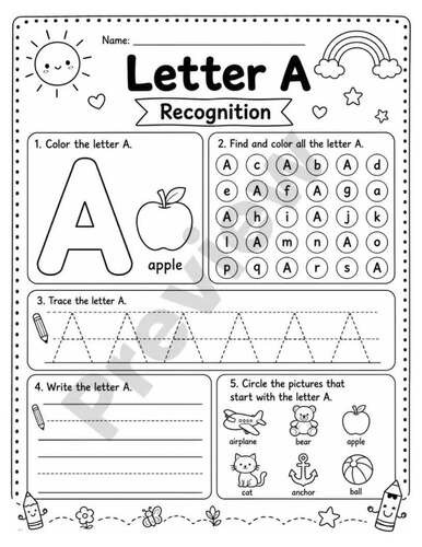 Preschool & Kindergarten Summer Review Packet | Alphabet & Math Printables