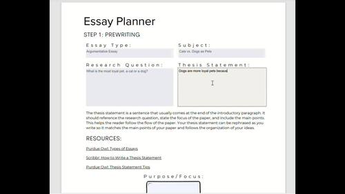 Essay Planner Fillable PDF by GreenLeaf Learning | TPT